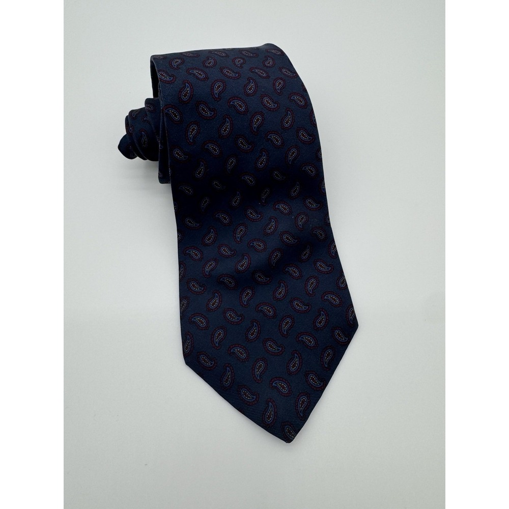Liberty of London Silk Tie Navy Blue Paisley Made in USA Classic Necktie